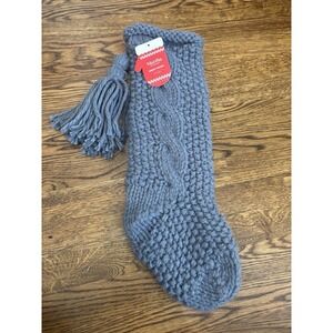 Martha Stewart NWT Hand Knit Gray Stocking 22" Christmas